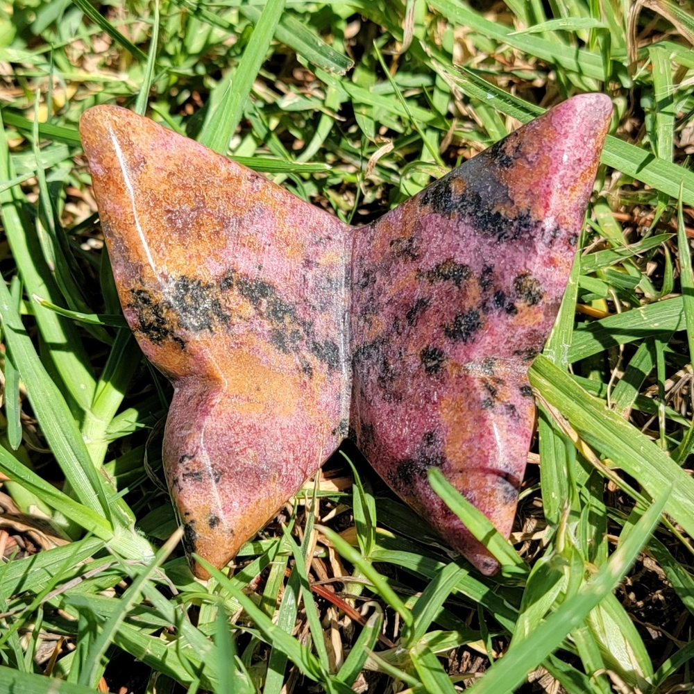 NEW 2.4" x 2.5" x 140g RHODONITE 3D BUTTERFLY